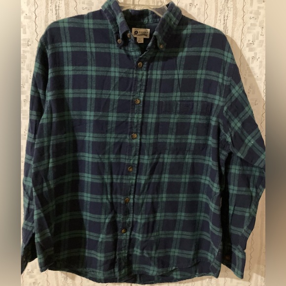 Men’s Size Large Haggar Clothing Button Down Plaid Flannel Shirt - Picture 1 of 16